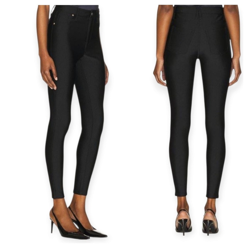 Good American Womens 2/26 Compression Shine High Rise Skinny Ankle Black GS0346